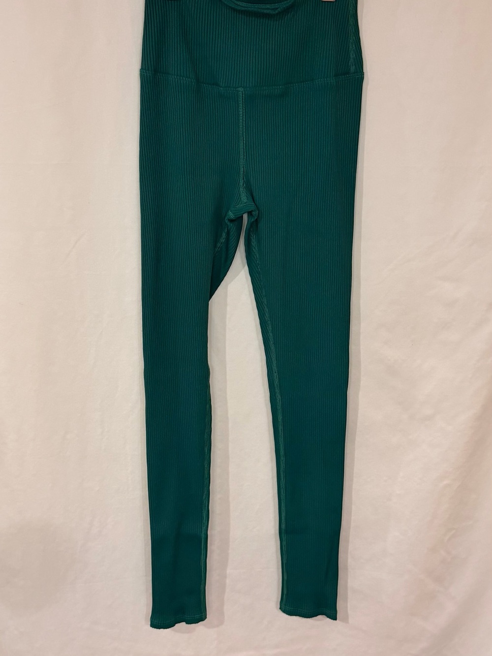 Carbon38 Deep Teal Ribbed High-Waist Leggings